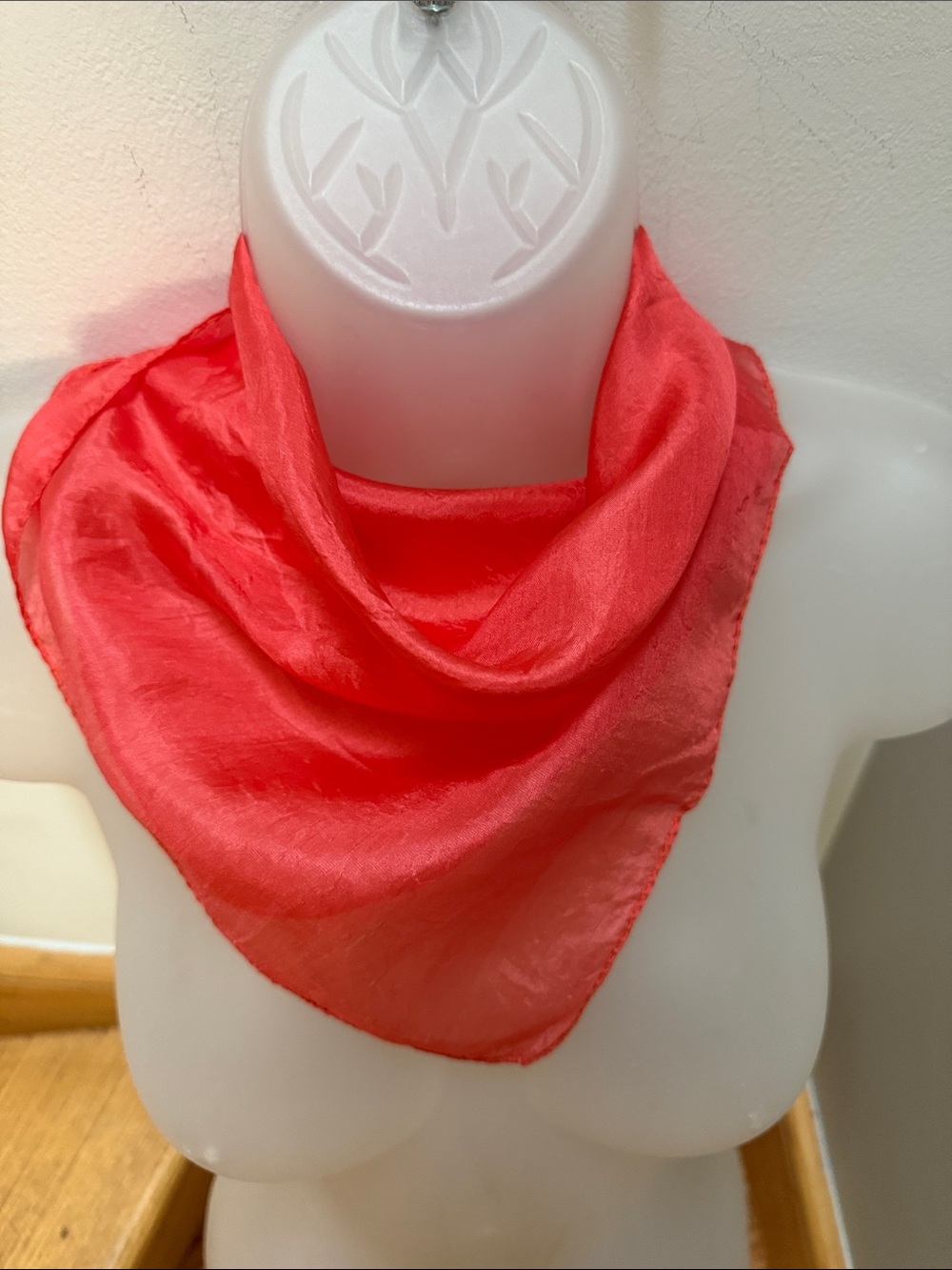 VTG Silk Square Scarf Coral Salmon Pink
